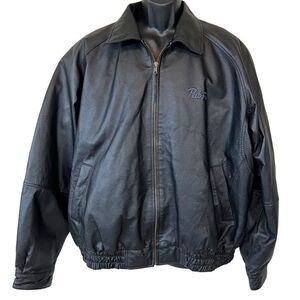 Black Leather Pabst Beer Exclusive Burk’s Bay Napa Bomber Jacket
